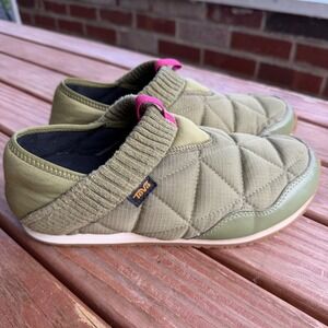 Teva ReEmber Moc Olive Green Quilted Slip On Slipper Shoes Womens 8